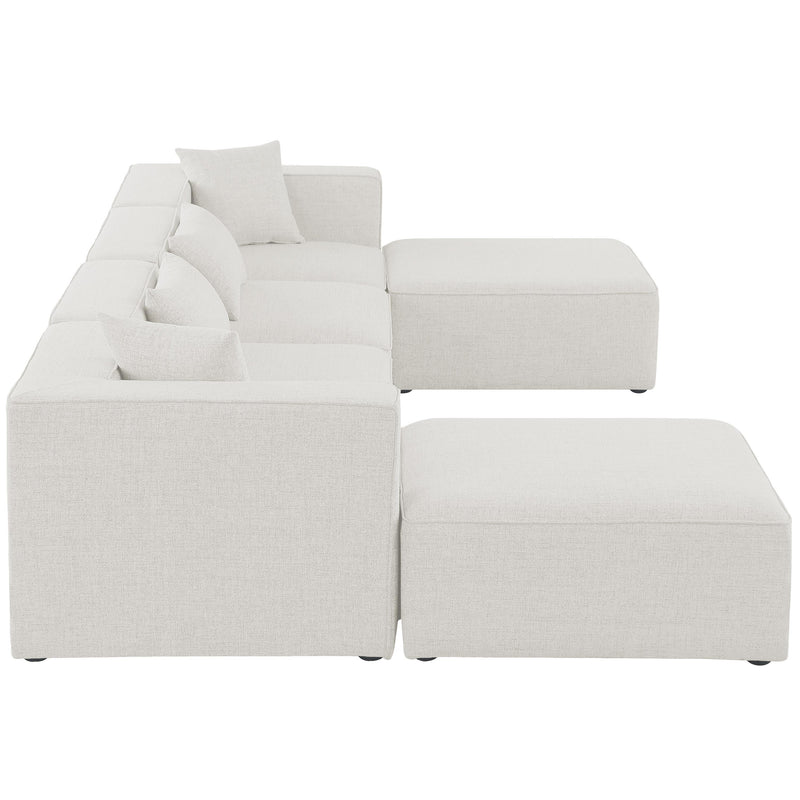 Meridian Cube Cream Durable Linen Textured Modular Sectional IMAGE 5