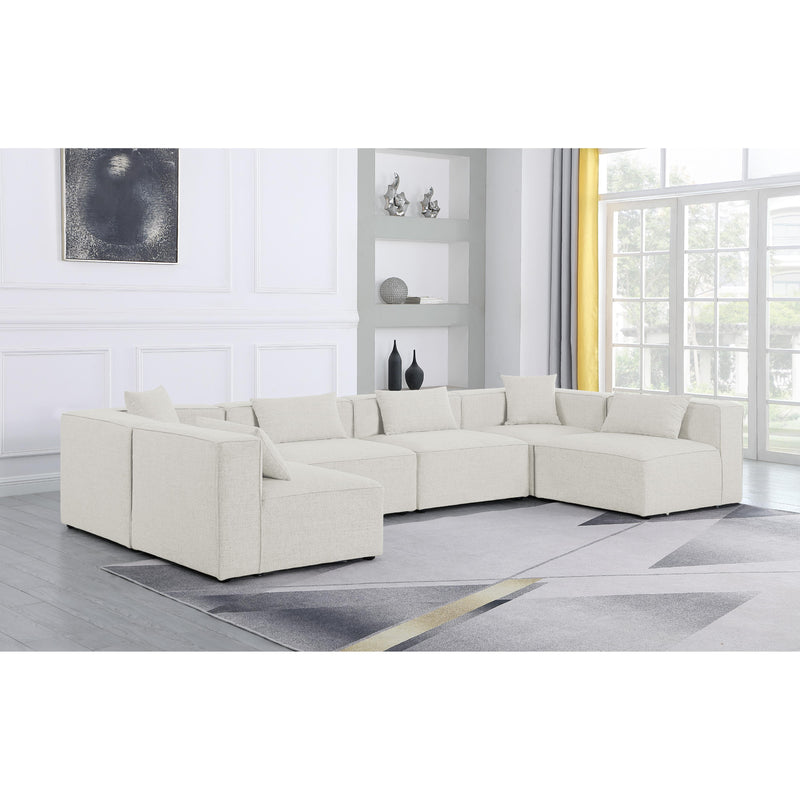 Meridian Cube Cream Durable Linen Textured Modular Sectional IMAGE 2