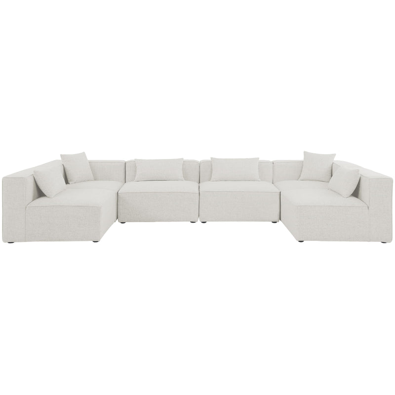 Meridian Cube Cream Durable Linen Textured Modular Sectional IMAGE 4