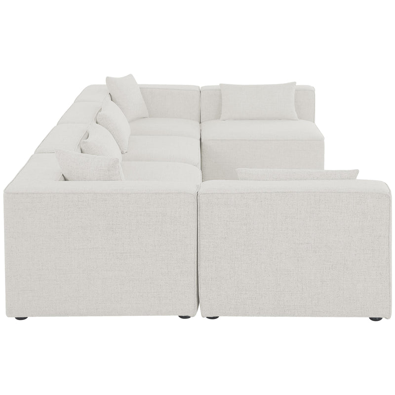Meridian Cube Cream Durable Linen Textured Modular Sectional IMAGE 5