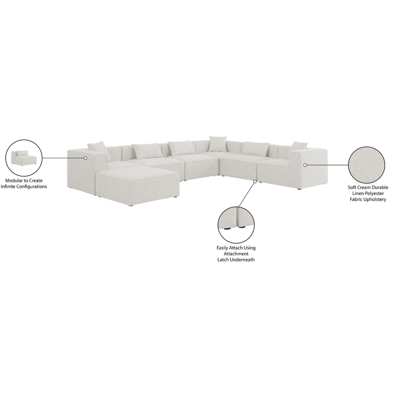 Meridian Cube Cream Durable Linen Textured Modular Sectional IMAGE 10