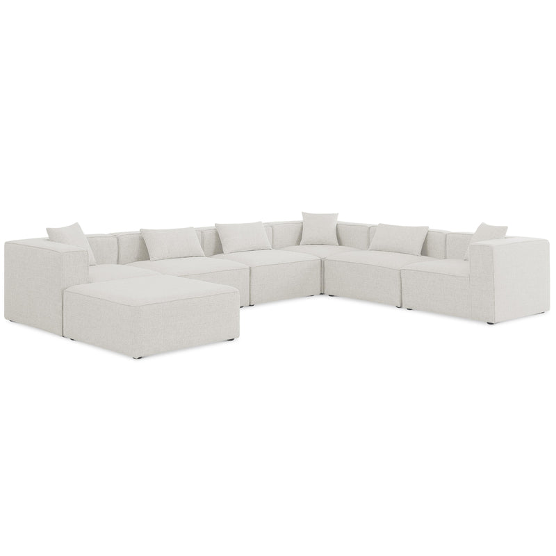 Meridian Cube Cream Durable Linen Textured Modular Sectional IMAGE 1