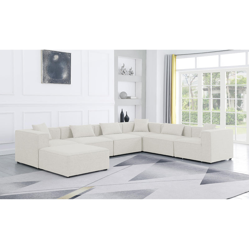 Meridian Cube Cream Durable Linen Textured Modular Sectional IMAGE 2