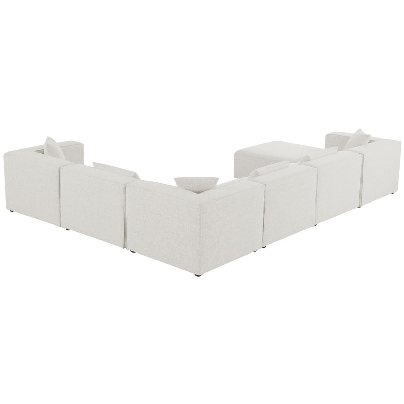 Meridian Cube Cream Durable Linen Textured Modular Sectional IMAGE 3