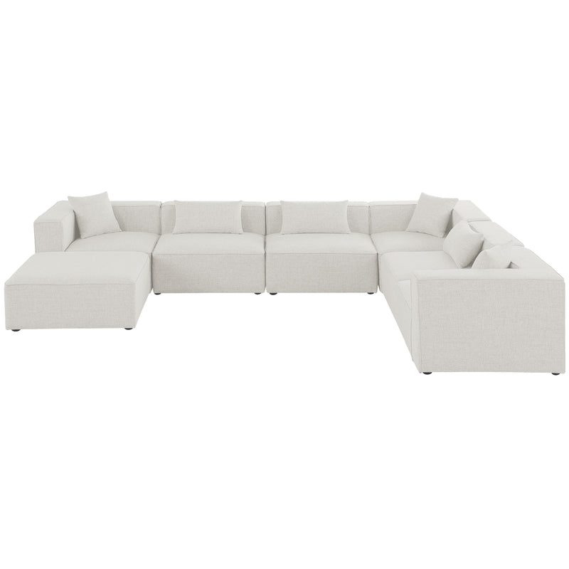 Meridian Cube Cream Durable Linen Textured Modular Sectional IMAGE 4