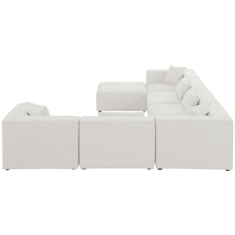 Meridian Cube Cream Durable Linen Textured Modular Sectional IMAGE 5