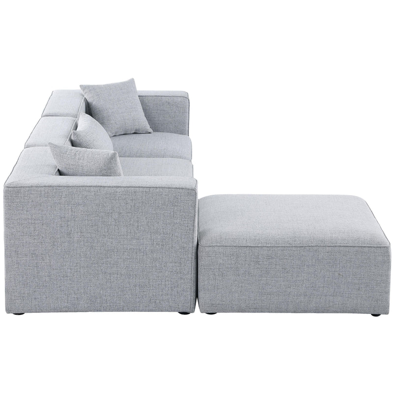 Meridian Cube Grey Durable Linen Textured Modular Sectional IMAGE 10