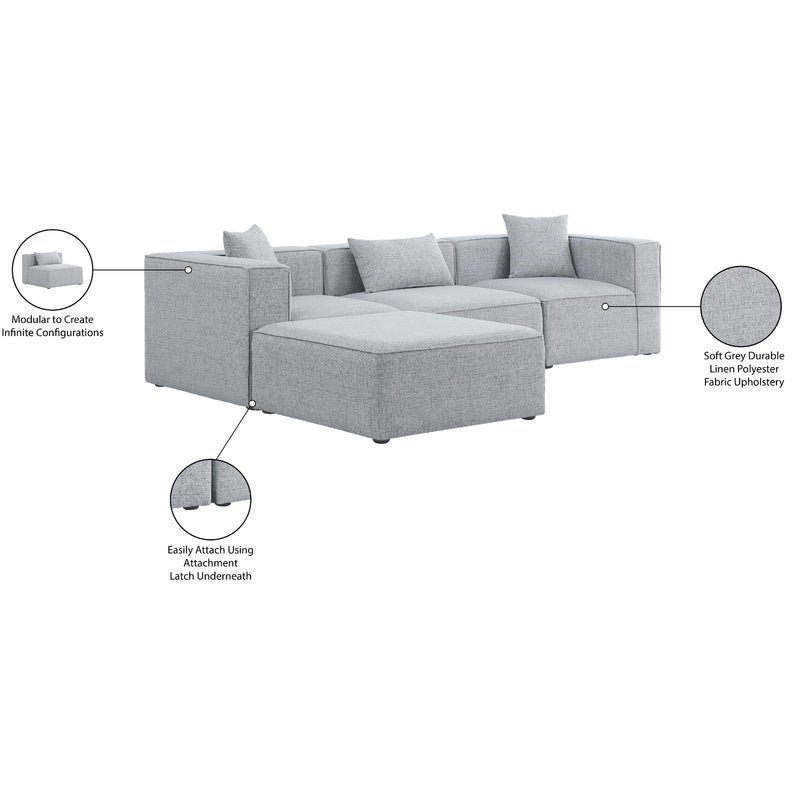 Meridian Cube Grey Durable Linen Textured Modular Sectional IMAGE 15