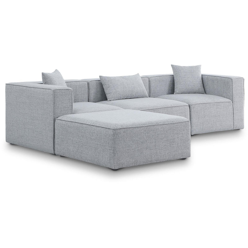 Meridian Cube Grey Durable Linen Textured Modular Sectional IMAGE 1