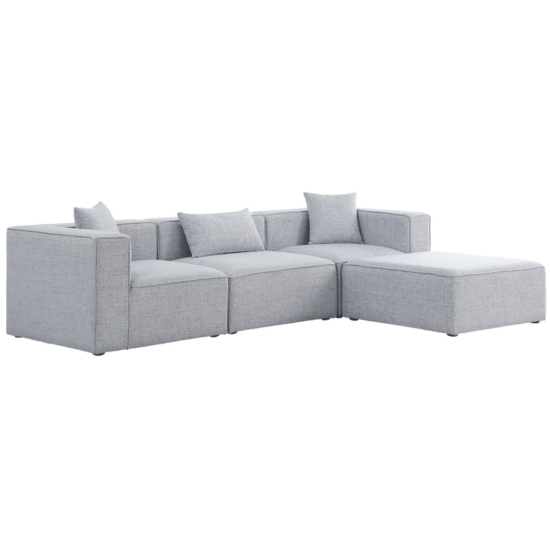 Meridian Cube Grey Durable Linen Textured Modular Sectional IMAGE 2