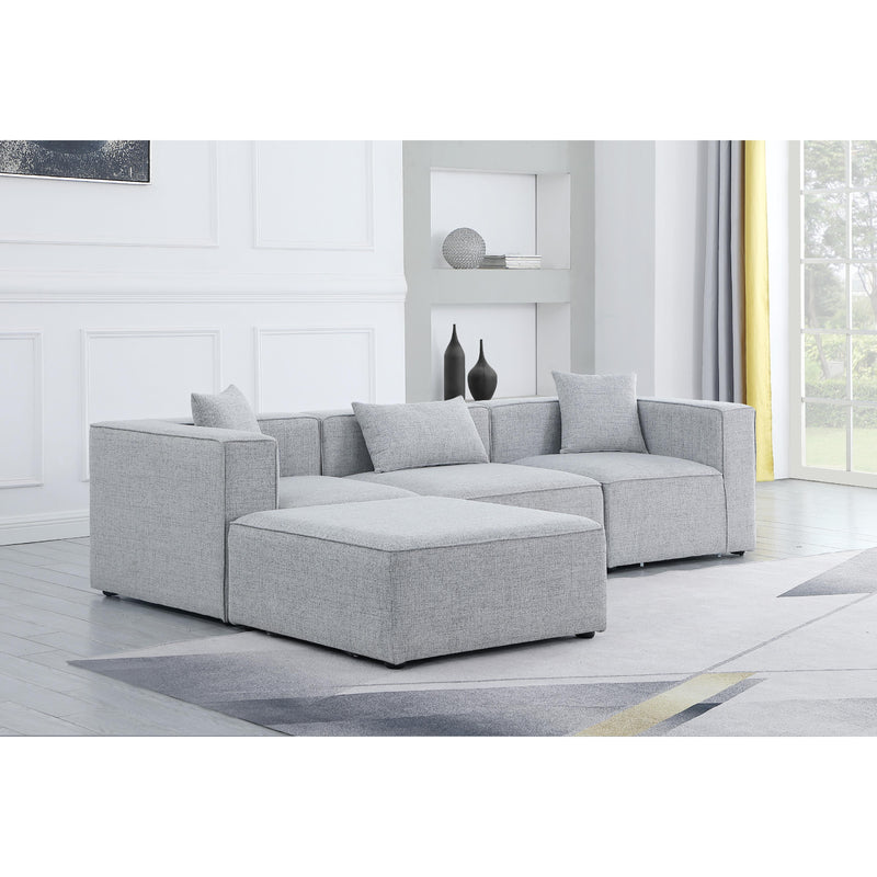 Meridian Cube Grey Durable Linen Textured Modular Sectional IMAGE 3