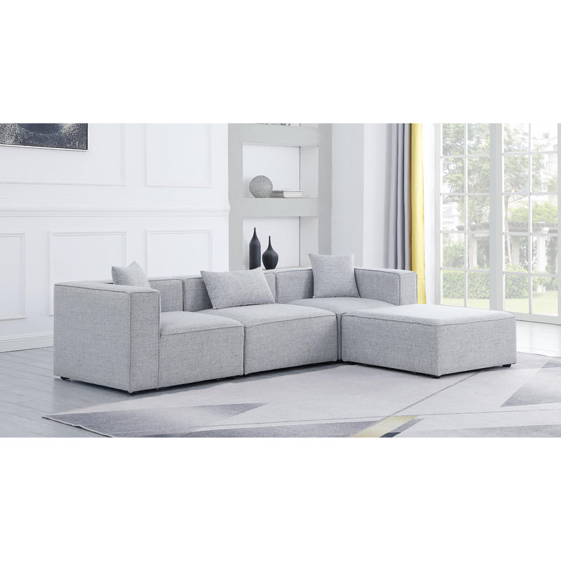 Meridian Cube Grey Durable Linen Textured Modular Sectional IMAGE 4