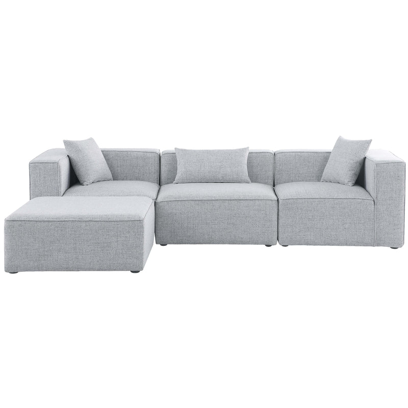 Meridian Cube Grey Durable Linen Textured Modular Sectional IMAGE 7
