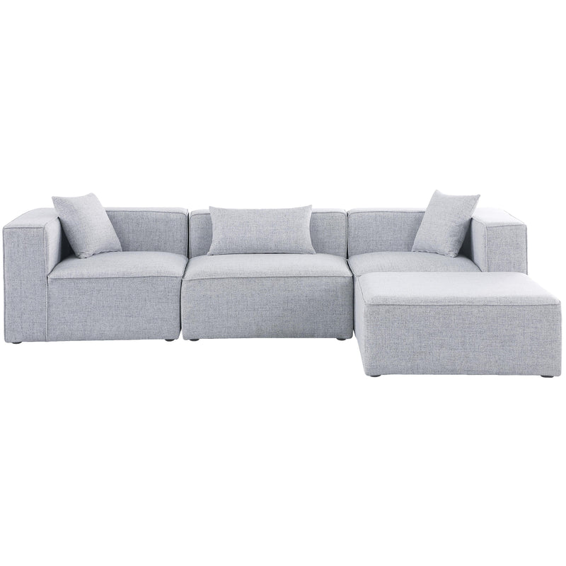 Meridian Cube Grey Durable Linen Textured Modular Sectional IMAGE 8