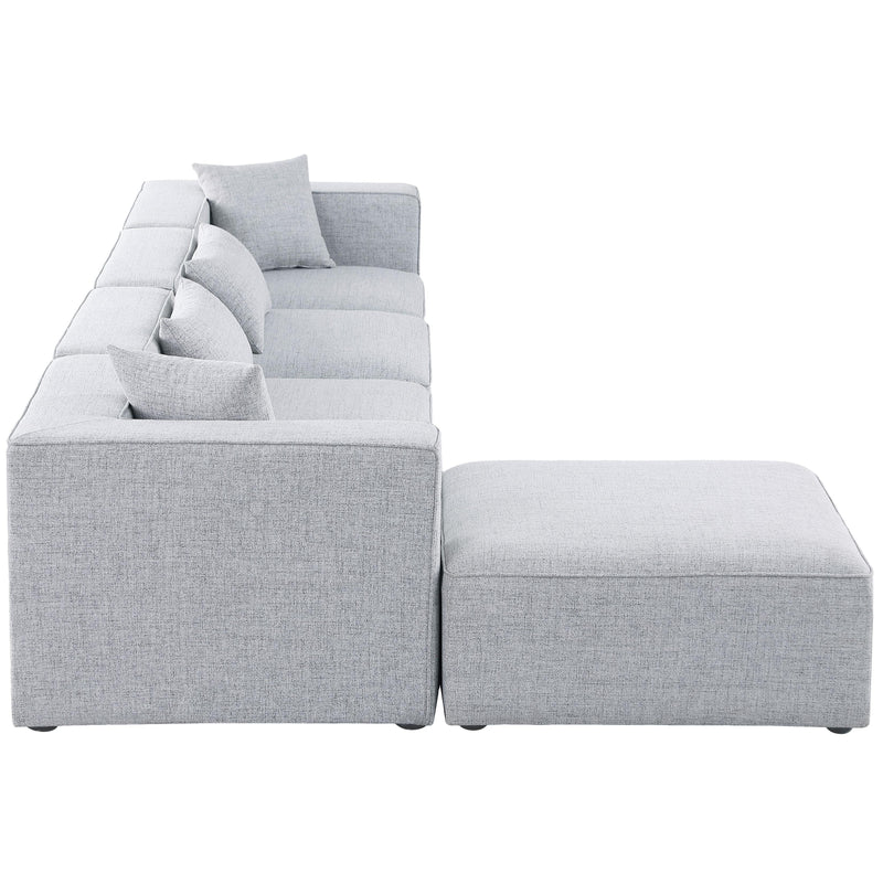 Meridian Cube Grey Durable Linen Textured Modular Sectional IMAGE 10