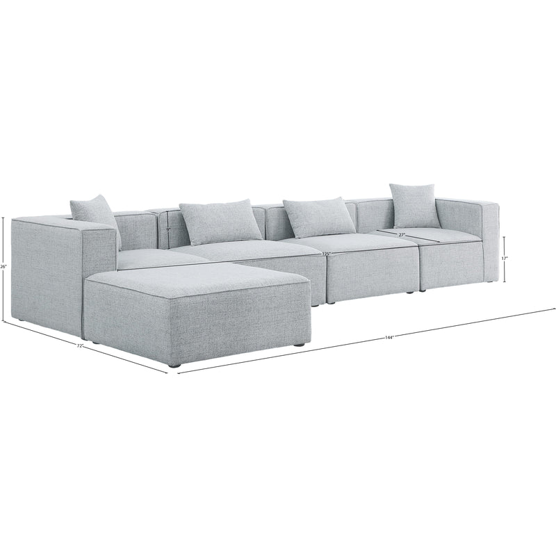 Meridian Cube Grey Durable Linen Textured Modular Sectional IMAGE 14