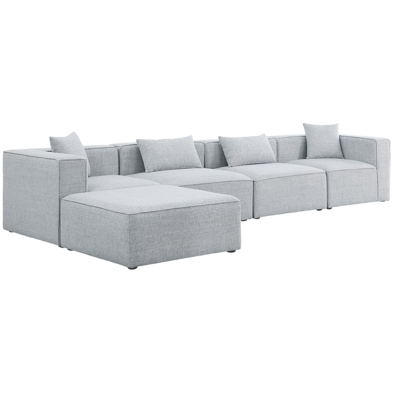 Meridian Cube Grey Durable Linen Textured Modular Sectional IMAGE 1