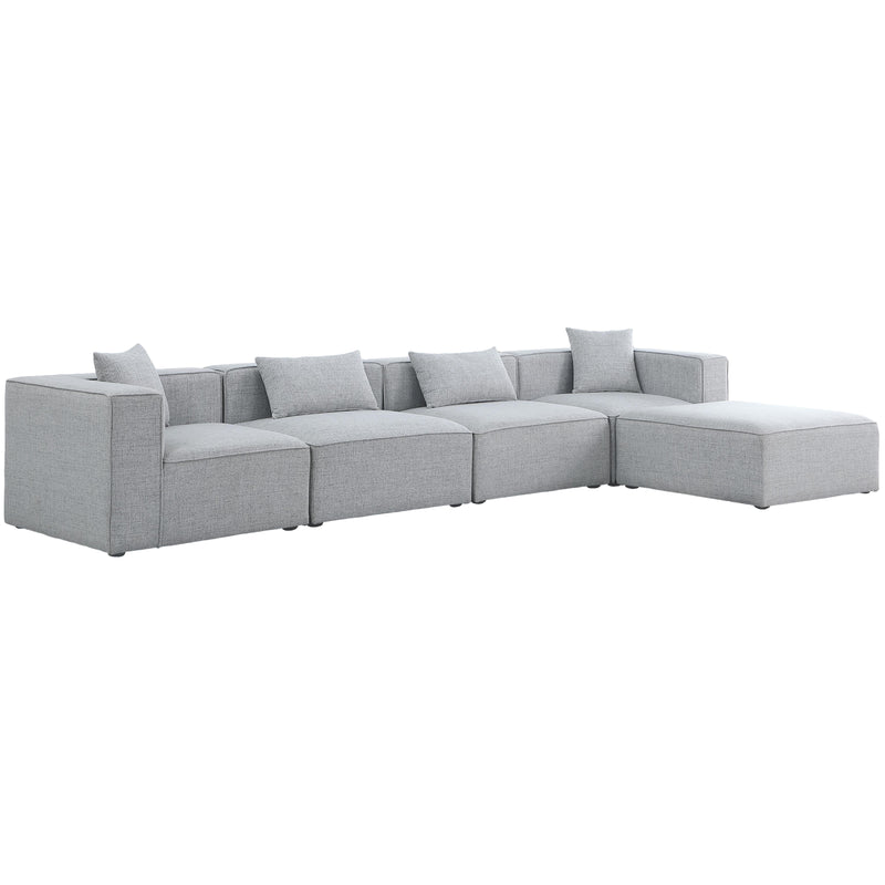 Meridian Cube Grey Durable Linen Textured Modular Sectional IMAGE 2