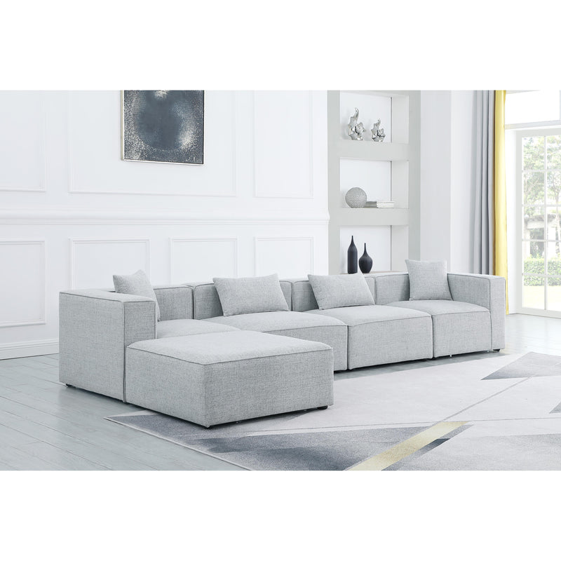 Meridian Cube Grey Durable Linen Textured Modular Sectional IMAGE 3