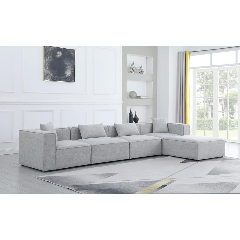 Meridian Cube Grey Durable Linen Textured Modular Sectional IMAGE 4