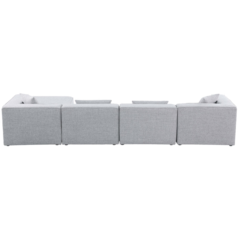 Meridian Cube Grey Durable Linen Textured Modular Sectional IMAGE 5