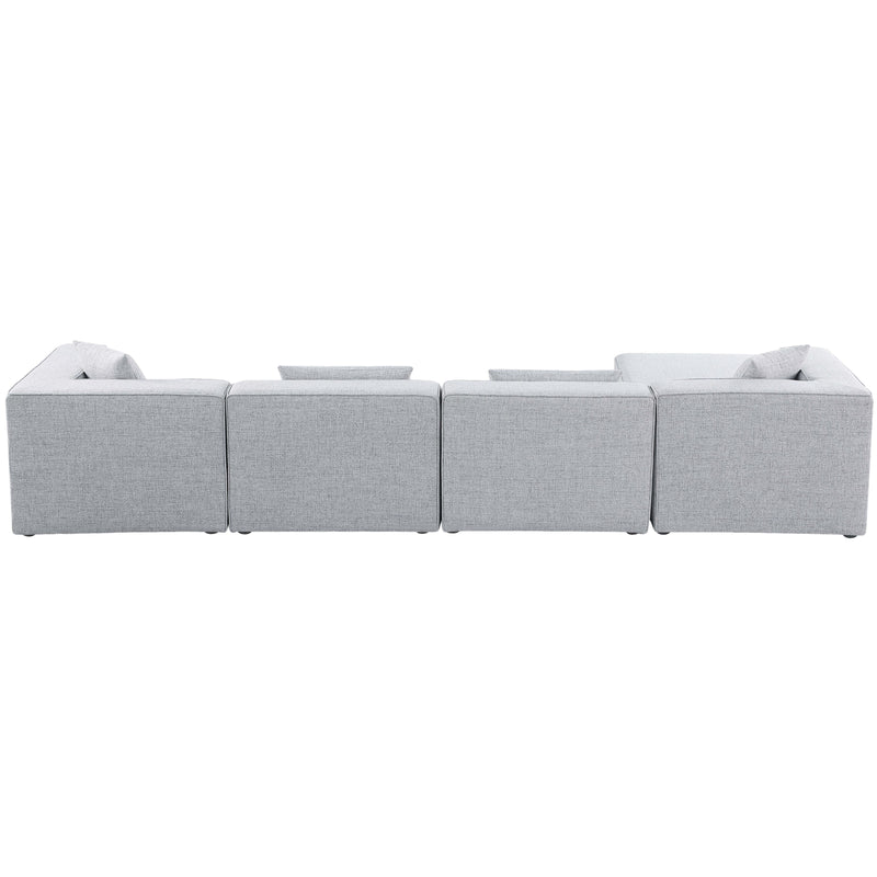 Meridian Cube Grey Durable Linen Textured Modular Sectional IMAGE 6