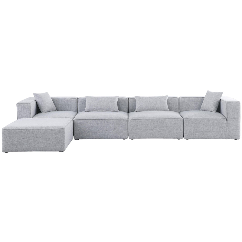 Meridian Cube Grey Durable Linen Textured Modular Sectional IMAGE 7