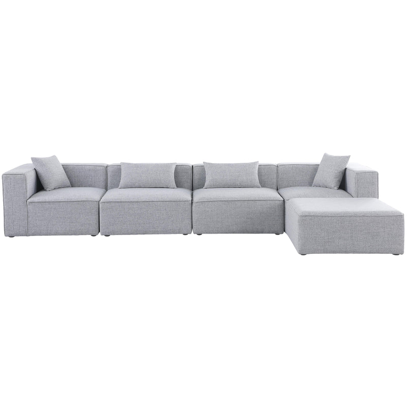 Meridian Cube Grey Durable Linen Textured Modular Sectional IMAGE 8