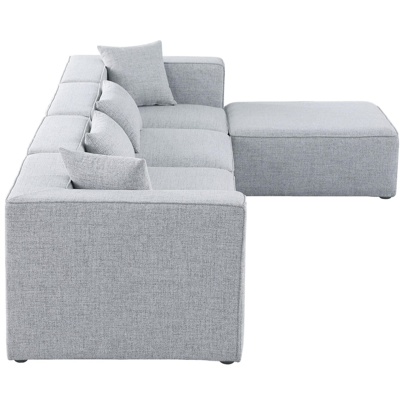 Meridian Cube Grey Durable Linen Textured Modular Sectional IMAGE 9