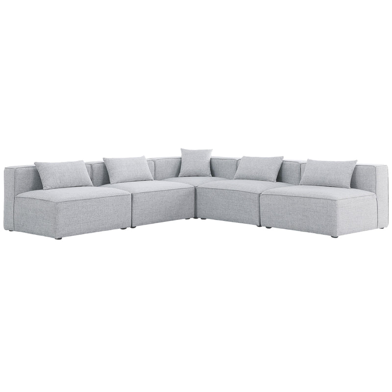 Meridian Cube Grey Durable Linen Textured Modular Sectional IMAGE 1