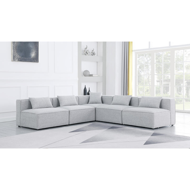 Meridian Cube Grey Durable Linen Textured Modular Sectional IMAGE 2