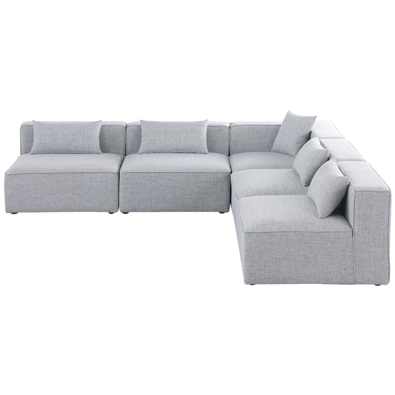 Meridian Cube Grey Durable Linen Textured Modular Sectional IMAGE 4