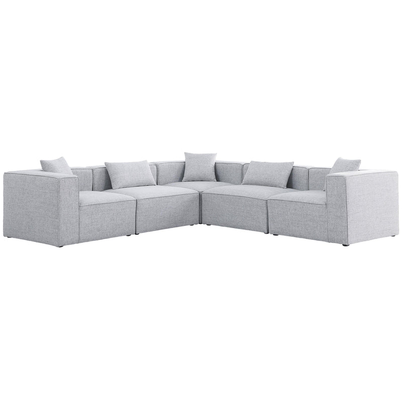 Meridian Cube Grey Durable Linen Textured Modular Sectional IMAGE 1