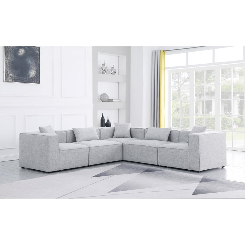 Meridian Cube Grey Durable Linen Textured Modular Sectional IMAGE 2