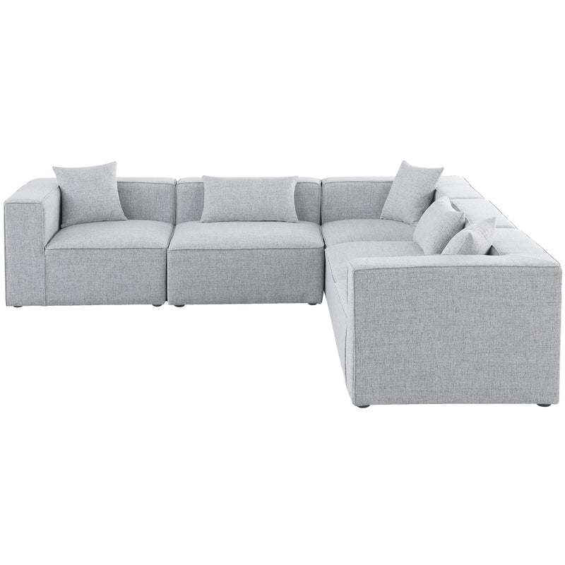 Meridian Cube Grey Durable Linen Textured Modular Sectional IMAGE 4