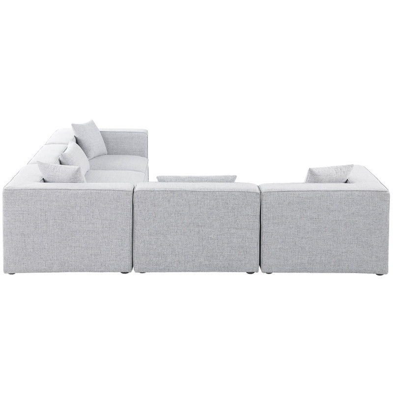 Meridian Cube Grey Durable Linen Textured Modular Sectional IMAGE 5