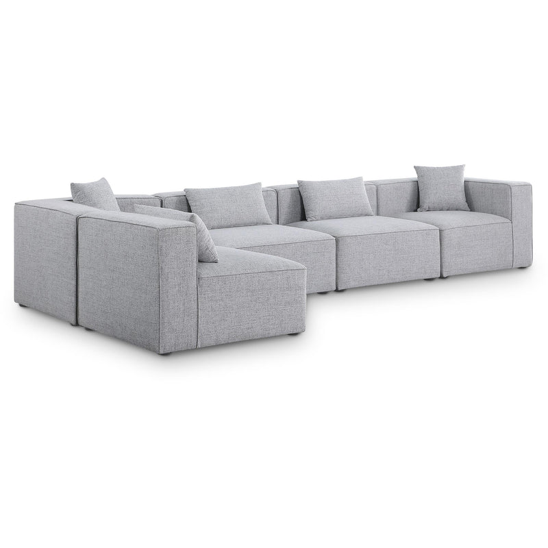 Meridian Cube Grey Durable Linen Textured Modular Sectional IMAGE 1