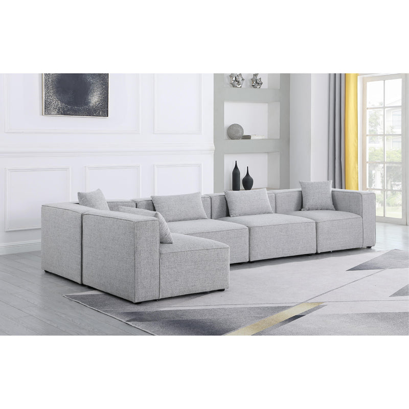 Meridian Cube Grey Durable Linen Textured Modular Sectional IMAGE 3