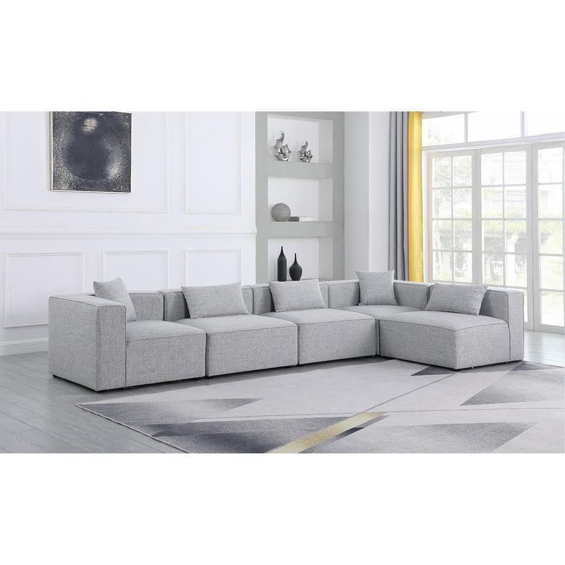 Meridian Cube Grey Durable Linen Textured Modular Sectional IMAGE 4