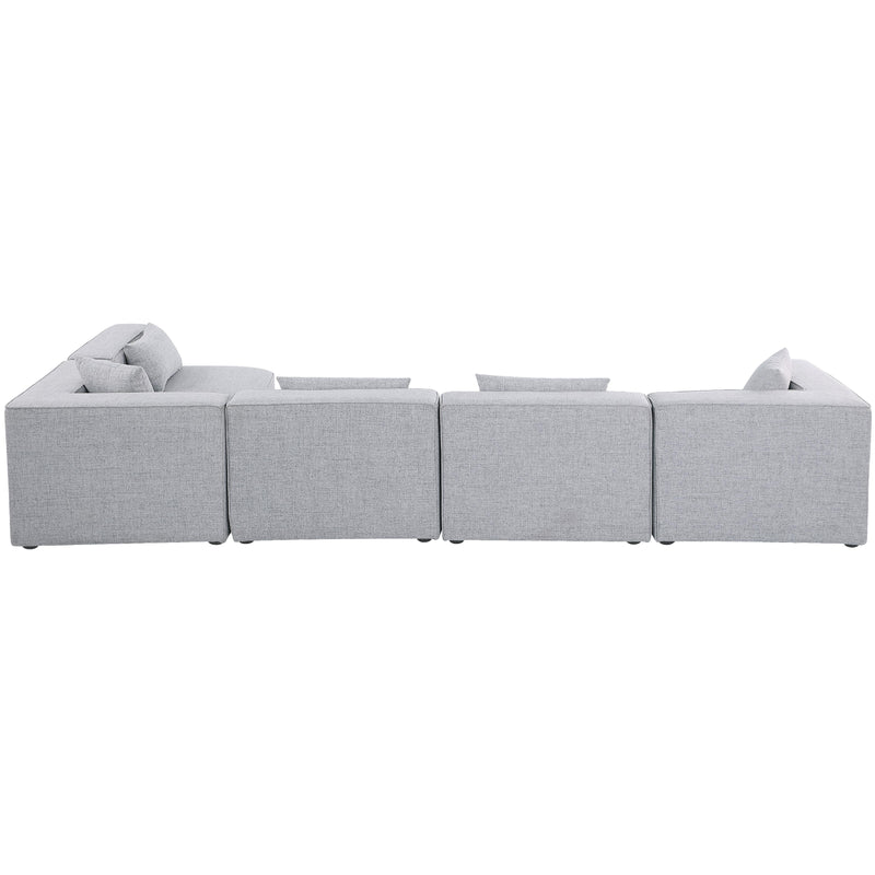 Meridian Cube Grey Durable Linen Textured Modular Sectional IMAGE 5
