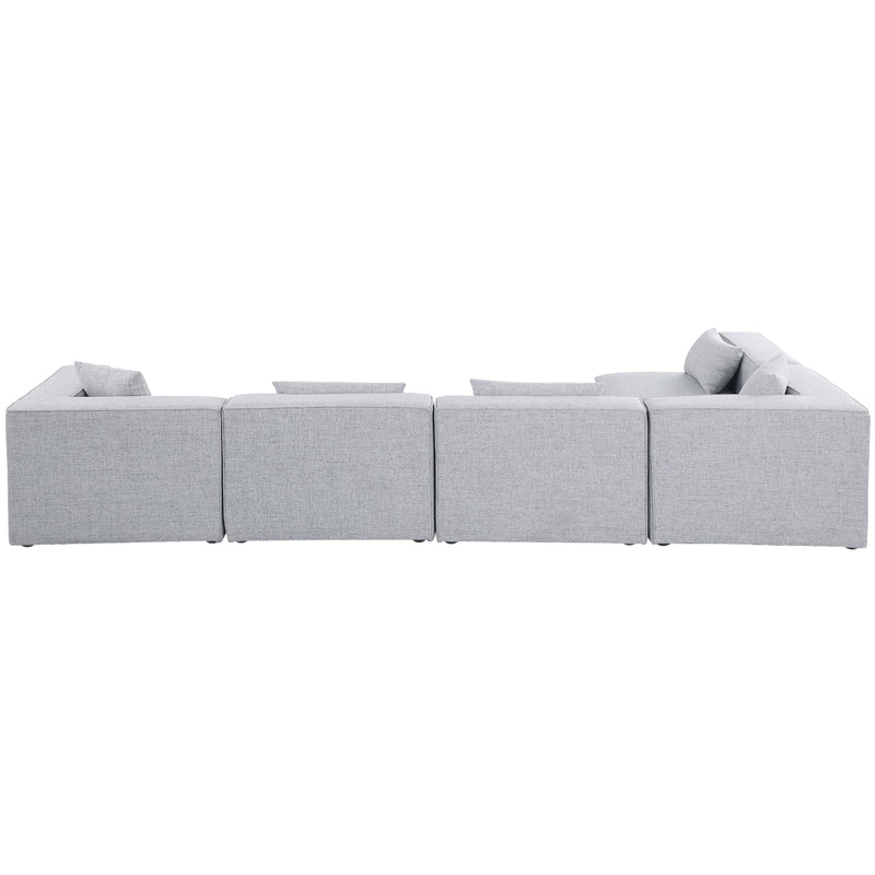 Meridian Cube Grey Durable Linen Textured Modular Sectional IMAGE 6