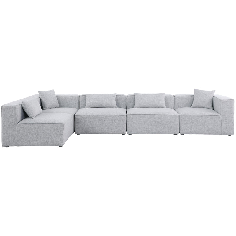 Meridian Cube Grey Durable Linen Textured Modular Sectional IMAGE 7