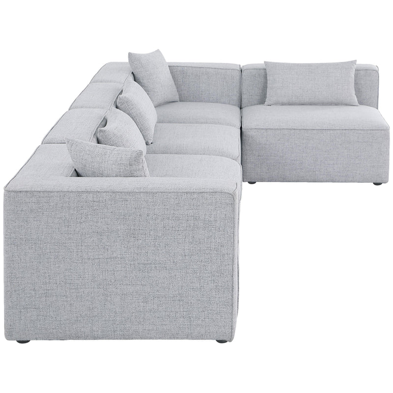 Meridian Cube Grey Durable Linen Textured Modular Sectional IMAGE 9