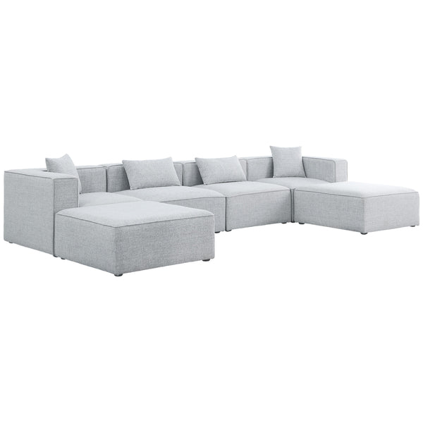 Meridian Cube Grey Durable Linen Textured Modular Sectional IMAGE 1