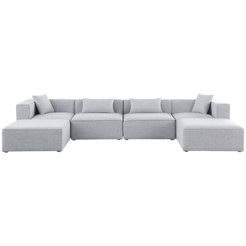 Meridian Cube Grey Durable Linen Textured Modular Sectional IMAGE 4