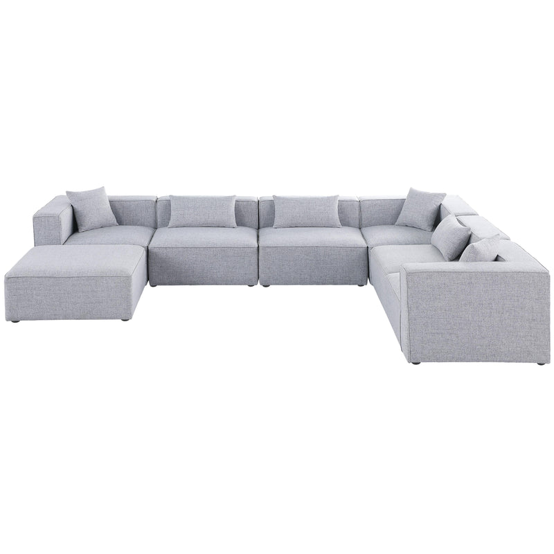 Meridian Cube Grey Durable Linen Textured Modular Sectional IMAGE 4