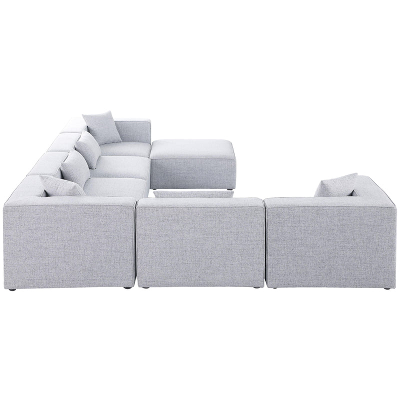 Meridian Cube Grey Durable Linen Textured Modular Sectional IMAGE 5