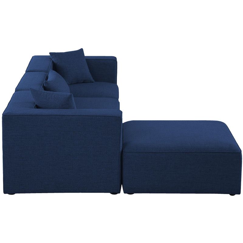 Meridian Cube Navy Durable Linen Textured Modular Sectional IMAGE 10