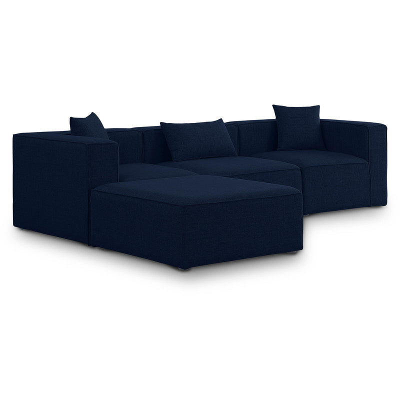 Meridian Cube Navy Durable Linen Textured Modular Sectional IMAGE 1