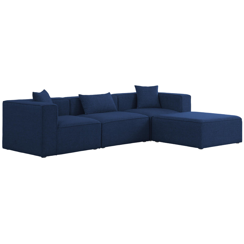Meridian Cube Navy Durable Linen Textured Modular Sectional IMAGE 2